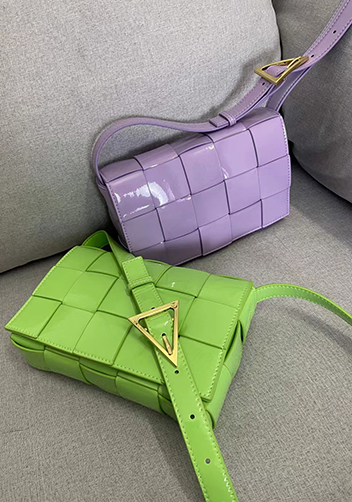 Mia Square Patent Leather Shoulder Bag Purple