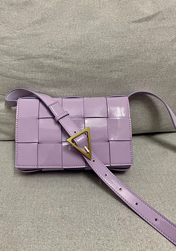 Mia Square Patent Leather Shoulder Bag Purple