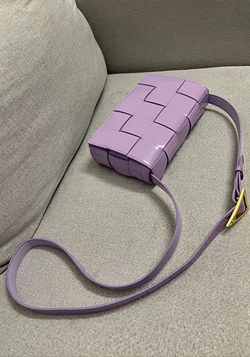 Mia Square Patent Leather Shoulder Bag Purple