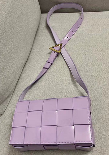 Mia Square Patent Leather Shoulder Bag Purple