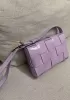 Mia Square Patent Leather Shoulder Bag Purple