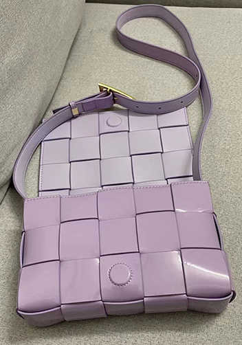 Mia Square Patent Leather Shoulder Bag Purple