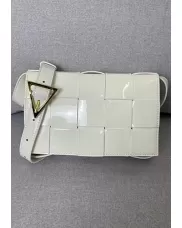 Mia Square Patent Leather Shoulder Bag White