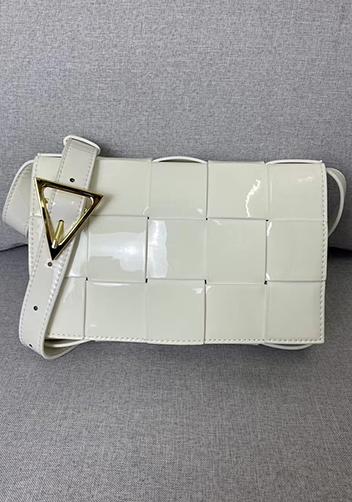 Mia Square Patent Leather Shoulder Bag White