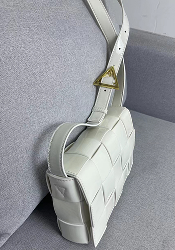 Mia Square Patent Leather Shoulder Bag White