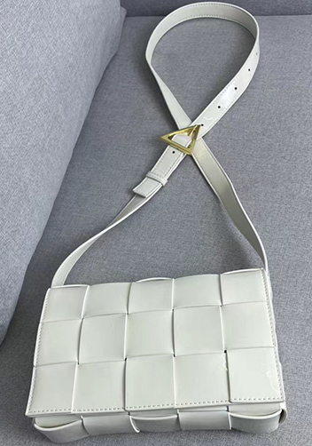 Mia Square Patent Leather Shoulder Bag White