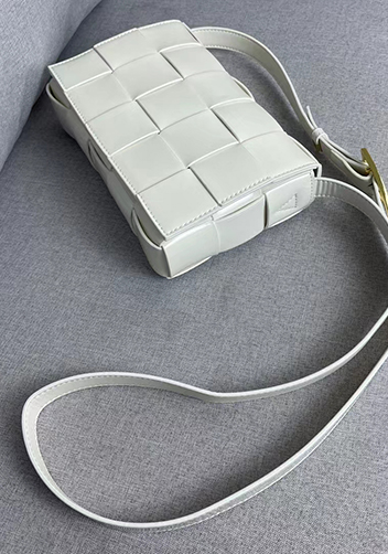Mia Square Patent Leather Shoulder Bag White
