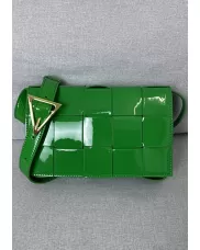 Mia Square Patent Leather Shoulder Bag Grass Green