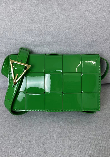 Mia Square Patent Leather Shoulder Bag Grass Green