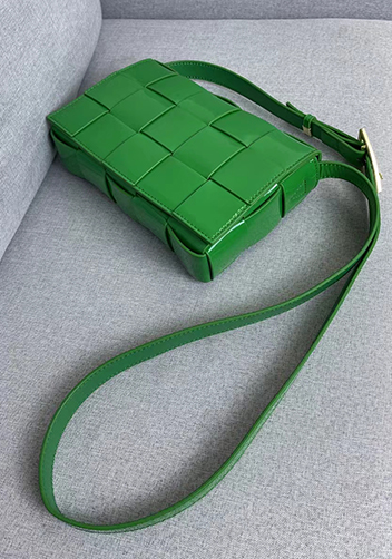 Mia Square Patent Leather Shoulder Bag Grass Green