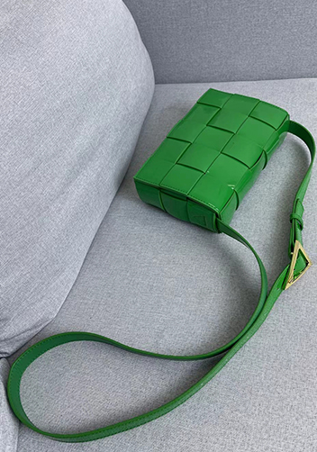 Mia Square Patent Leather Shoulder Bag Grass Green