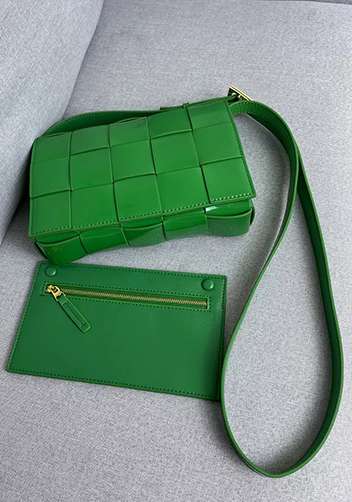 Mia Square Patent Leather Shoulder Bag Grass Green