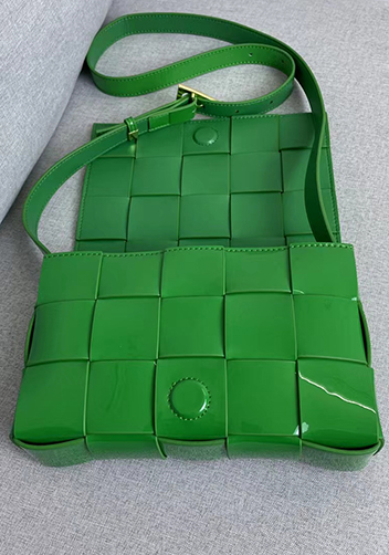 Mia Square Patent Leather Shoulder Bag Grass Green