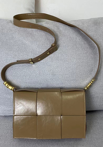 Mia 6 Square Brushed Leather Shoulder Bag Beige