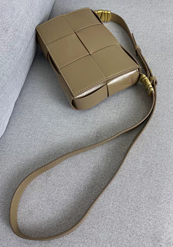 Mia 6 Square Brushed Leather Shoulder Bag Beige