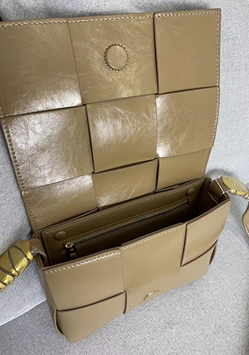 Mia 6 Square Brushed Leather Shoulder Bag Beige