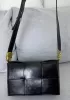 Mia 6 Square Brushed Leather Shoulder Bag Black