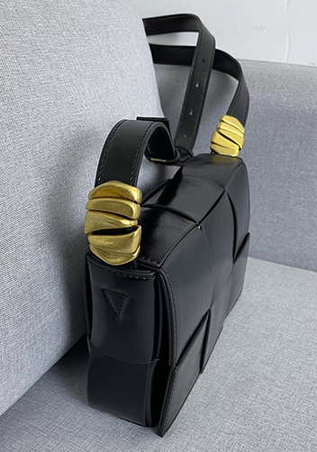 Mia 6 Square Brushed Leather Shoulder Bag Black
