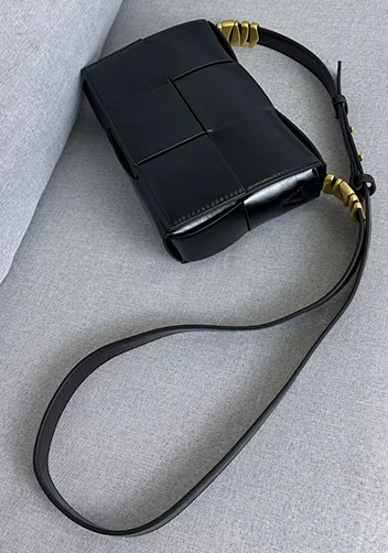 Mia 6 Square Brushed Leather Shoulder Bag Black