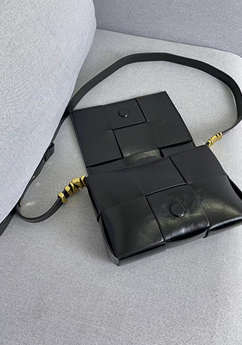 Mia 6 Square Brushed Leather Shoulder Bag Black