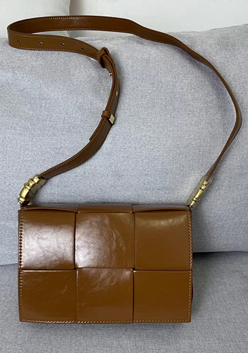 Mia 6 Square Brushed Leather Shoulder Bag Camel