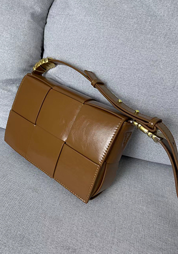 Mia 6 Square Brushed Leather Shoulder Bag Camel