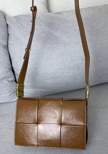 Mia 6 Square Brushed Leather Shoulder Bag Camel