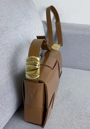 Mia 6 Square Brushed Leather Shoulder Bag Camel