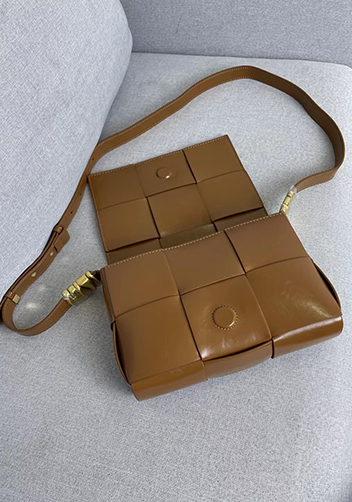 Mia 6 Square Brushed Leather Shoulder Bag Camel