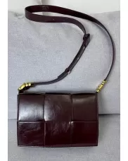 Mia 6 Square Brushed Leather Shoulder Bag Choco