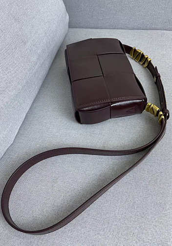 Mia 6 Square Brushed Leather Shoulder Bag Choco