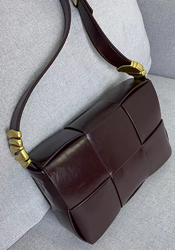 Mia 6 Square Brushed Leather Shoulder Bag Choco