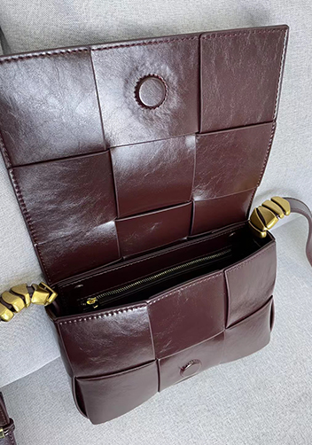 Mia 6 Square Brushed Leather Shoulder Bag Choco