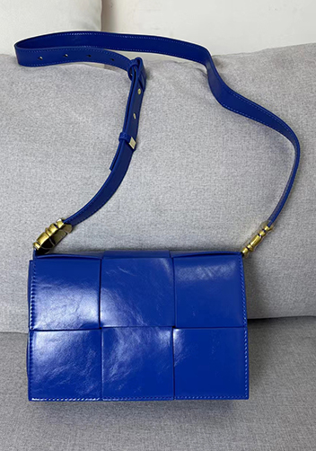 Mia 6 Square Brushed Leather Shoulder Bag Cobalt