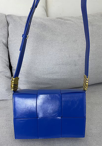 Mia 6 Square Brushed Leather Shoulder Bag Cobalt