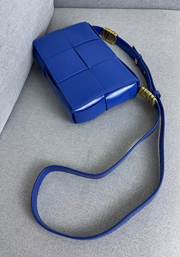 Mia 6 Square Brushed Leather Shoulder Bag Cobalt