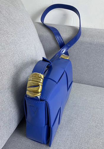 Mia 6 Square Brushed Leather Shoulder Bag Cobalt