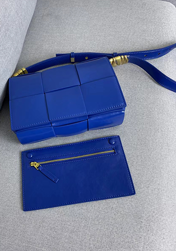 Mia 6 Square Brushed Leather Shoulder Bag Cobalt