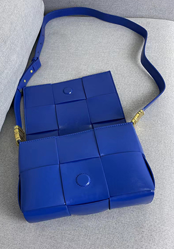 Mia 6 Square Brushed Leather Shoulder Bag Cobalt