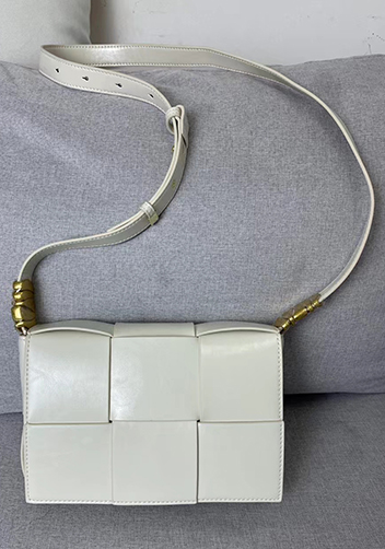 Mia 6 Square Brushed Leather Shoulder Bag Cream