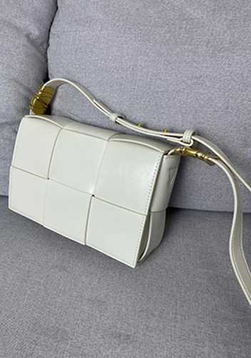 Mia 6 Square Brushed Leather Shoulder Bag Cream