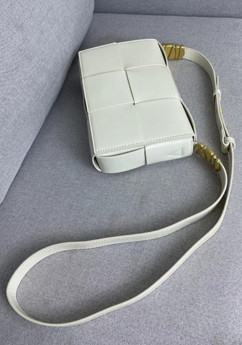 Mia 6 Square Brushed Leather Shoulder Bag Cream