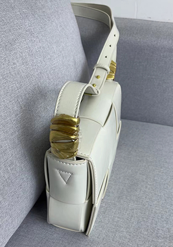 Mia 6 Square Brushed Leather Shoulder Bag Cream