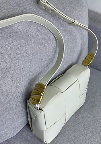Mia 6 Square Brushed Leather Shoulder Bag Cream