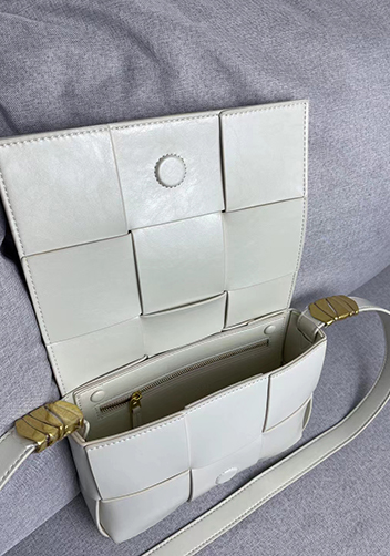 Mia 6 Square Brushed Leather Shoulder Bag Cream