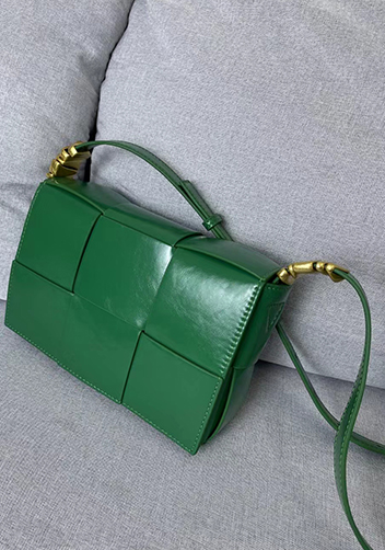Mia 6 Square Brushed Leather Shoulder Bag Green Parakeet