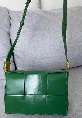 Mia 6 Square Brushed Leather Shoulder Bag Green Parakeet