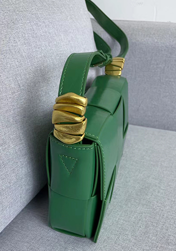 Mia 6 Square Brushed Leather Shoulder Bag Green Parakeet