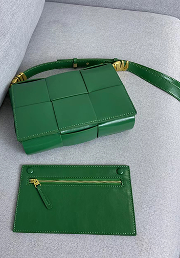 Mia 6 Square Brushed Leather Shoulder Bag Green Parakeet
