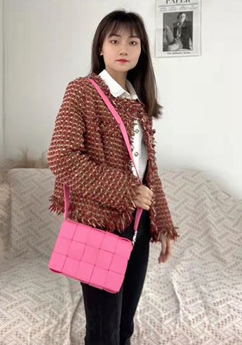 Mia 15 Square Leather Shoulder Bag Barbie